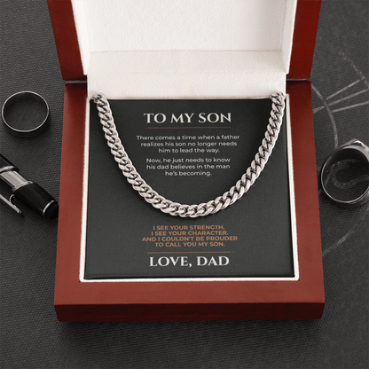 To My Son, I Couldn't Be Prouder Cuban Link Chain From Dad