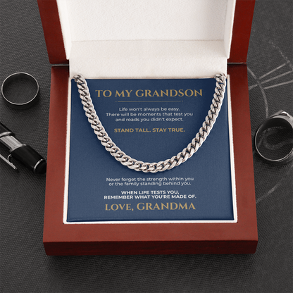To My Grandson Cuban Link Chain, Meaningful Gift From Grandma