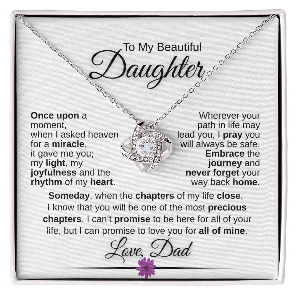Unbreakable Father Daughter Love Knot Necklace Gift Forever- A heartfelt gift from Dad to Daughter.