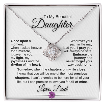 Unbreakable Father Daughter Love Knot Necklace Gift Forever- A heartfelt gift from Dad to Daughter.