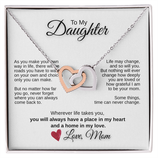 To My Daughter – A Home in My Love | Interlocking Hearts Necklace from Mom