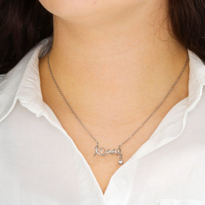To My Mom Scripted Love Necklace – Gift from Daughter