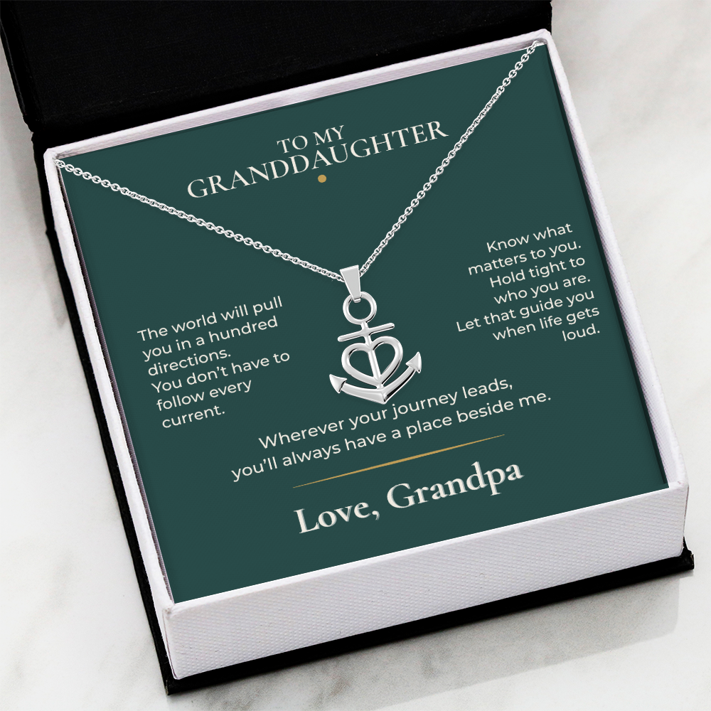 To My Granddaughter Anchor Necklace – Gift from Grandpa