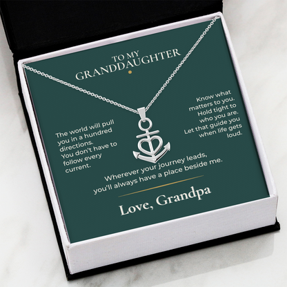 To My Granddaughter Anchor Necklace – Gift from Grandpa