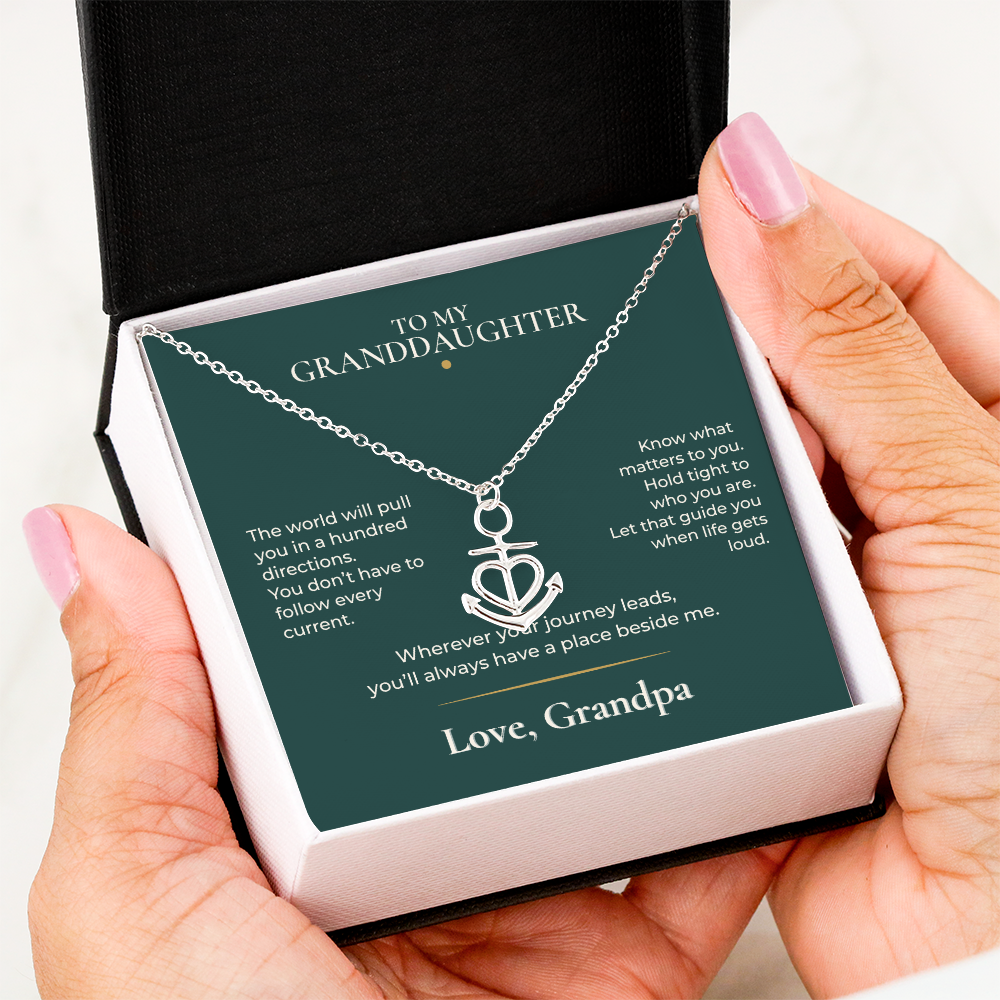 To My Granddaughter Anchor Necklace – Gift from Grandpa