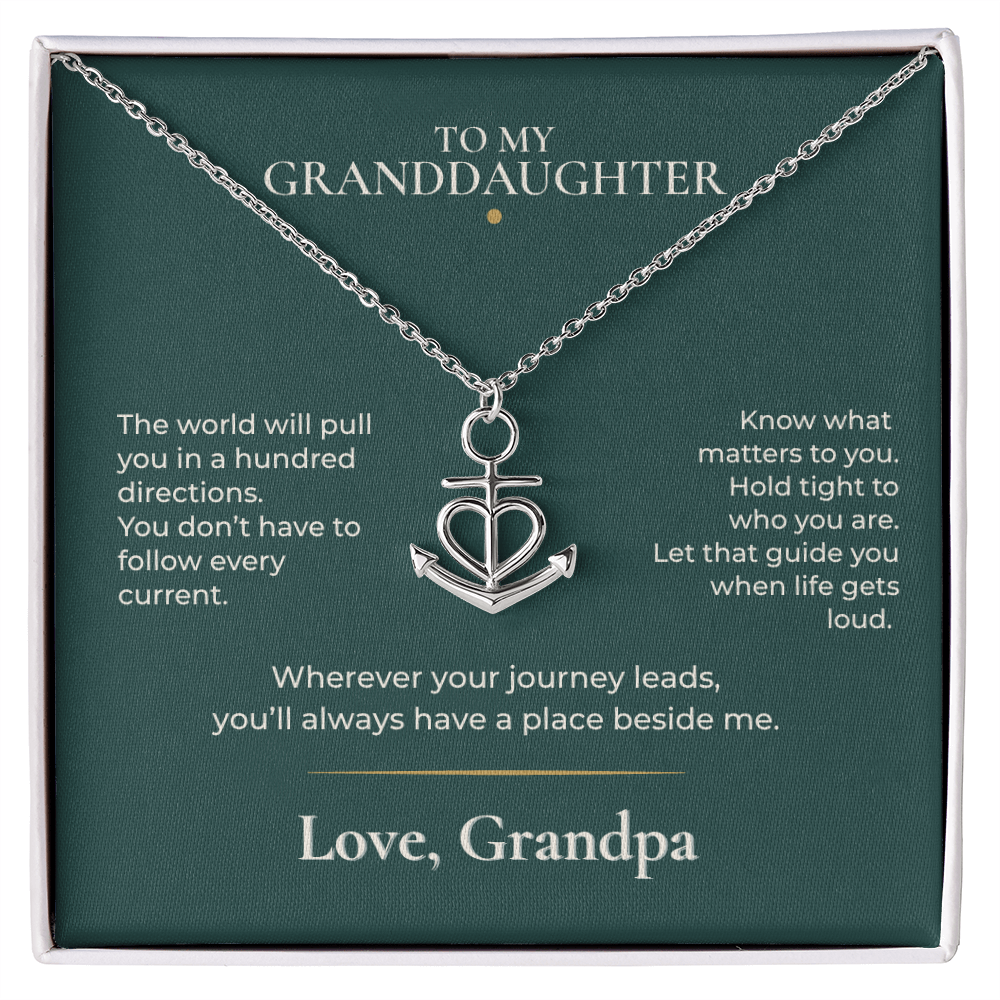 To My Granddaughter Anchor Necklace – Gift from Grandpa