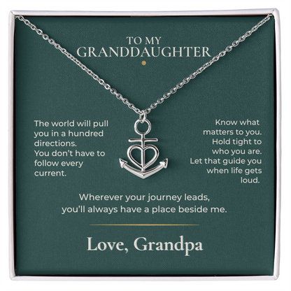 To My Granddaughter Anchor Necklace – Gift from Grandpa