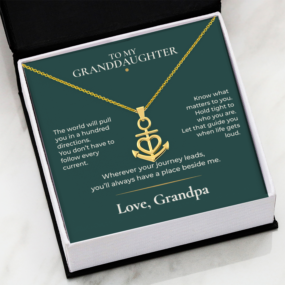 To My Granddaughter Anchor Necklace – Gift from Grandpa