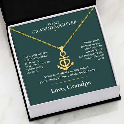 To My Granddaughter Anchor Necklace – Gift from Grandpa