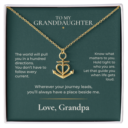 To My Granddaughter Anchor Necklace – Gift from Grandpa