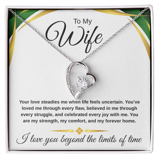 Forever Love Necklace for Wife – Meaningful Anniversary Gift | 14K White or 18K Yellow Gold | Romantic Jewelry Gift Box Included