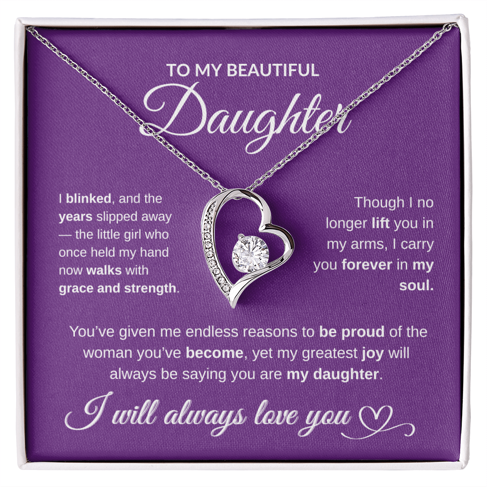 To My Beautiful Daughter – Forever Love Necklace (14K White Gold or 18K Yellow Gold)