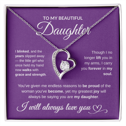 To My Beautiful Daughter – Forever Love Necklace (14K White Gold or 18K Yellow Gold)