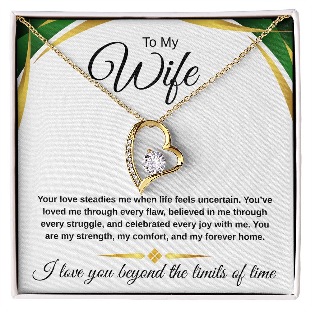 Forever Love Necklace for Wife – Meaningful Anniversary Gift | 14K White or 18K Yellow Gold | Romantic Jewelry Gift Box Included