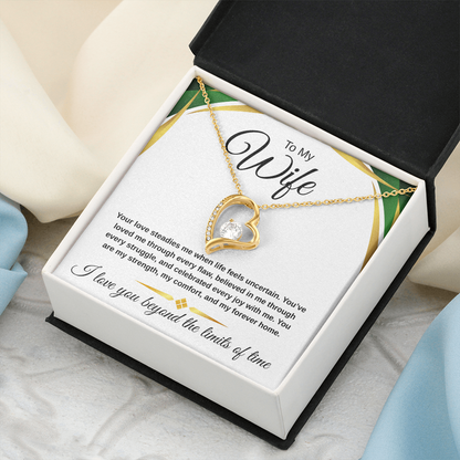 Forever Love Necklace for Wife – Meaningful Anniversary Gift | 14K White or 18K Yellow Gold | Romantic Jewelry Gift Box Included