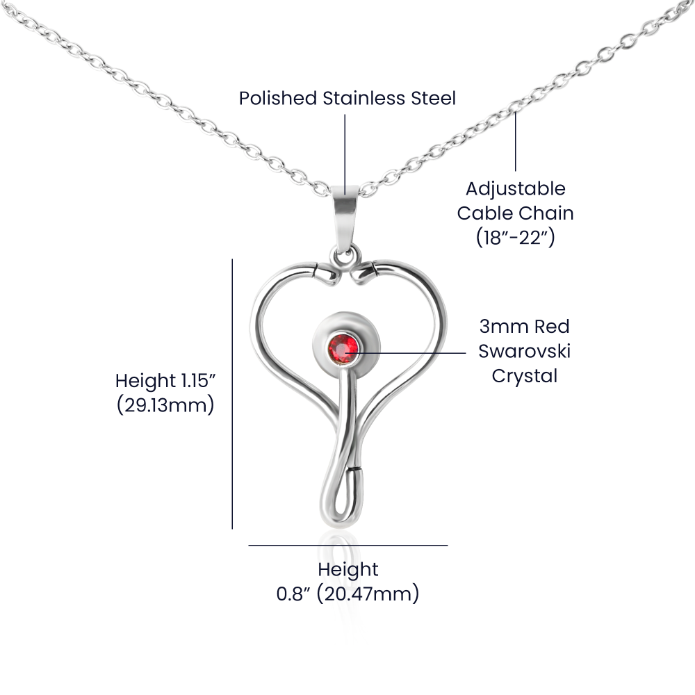 To My Daughter, My Favorite Nurse HeartScope Necklace From Mom