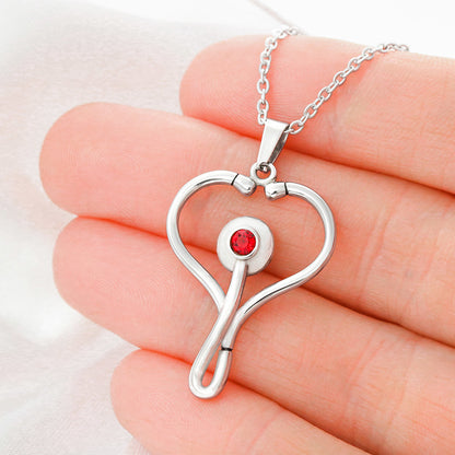 To My Daughter, My Favorite Nurse HeartScope Necklace From Mom
