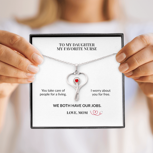 To My Daughter, My Favorite Nurse HeartScope Necklace From Mom