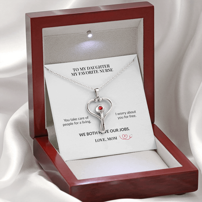 To My Daughter, My Favorite Nurse HeartScope Necklace From Mom