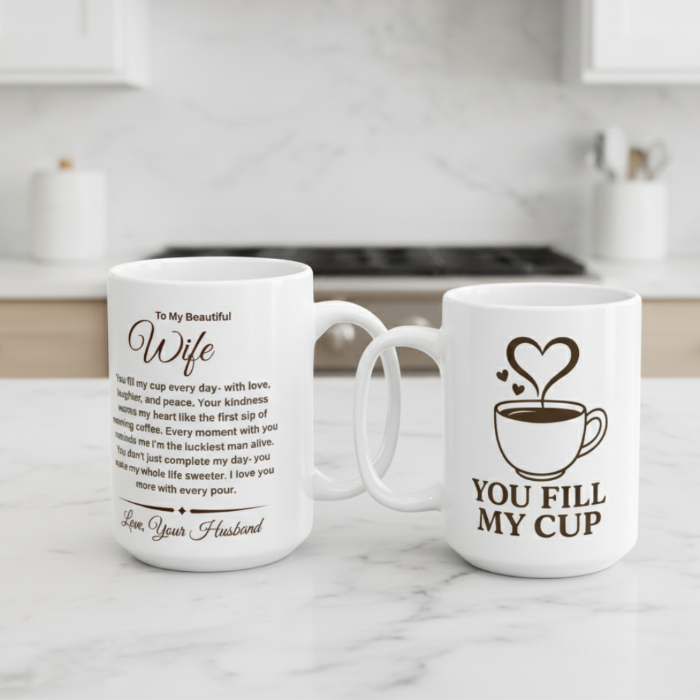 You Fill My Cup 11oz or 15oz Mug Romantic Coffee Mug Gift for Wife