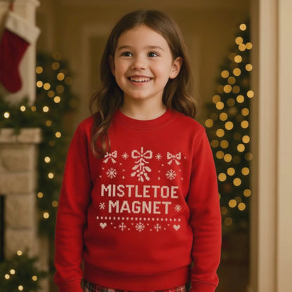 Toddler Mistletoe Magnet Christmas Sweatshirt | Funny Cute Holiday Outfit | Cozy Toddler Christmas Gift